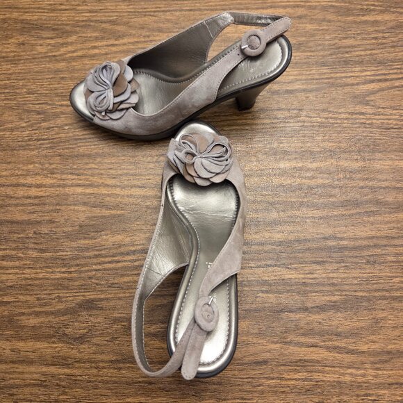 DANIELE TUCCI Women's Brushed Suede Leather Upper Open Toe Slingback Heels 7.5M - Picture 14 of 15